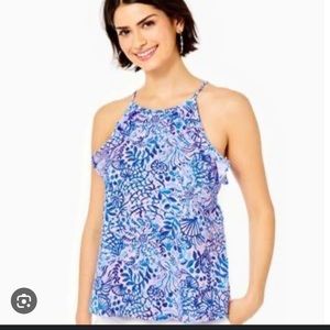 NWT Lilly Pulitzer Billie Tank Top Calla Lilly Pink High Tides Good Vibes Sz.Med